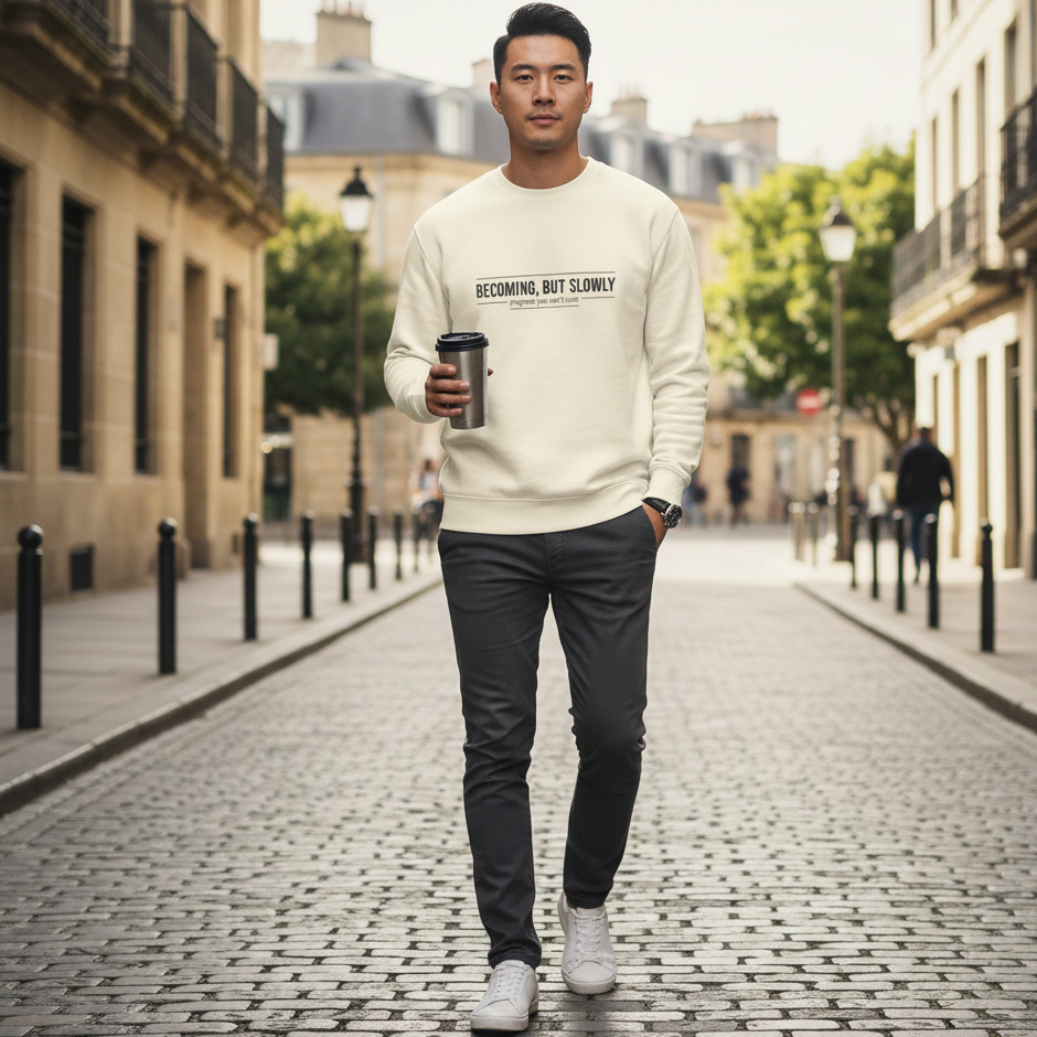 Becoming, But Slowly Crewneck Sweatshirt (Unisex)