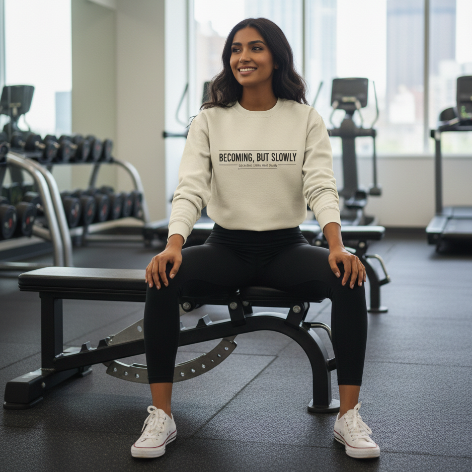 Becoming, But Slowly Crewneck Sweatshirt (Unisex)