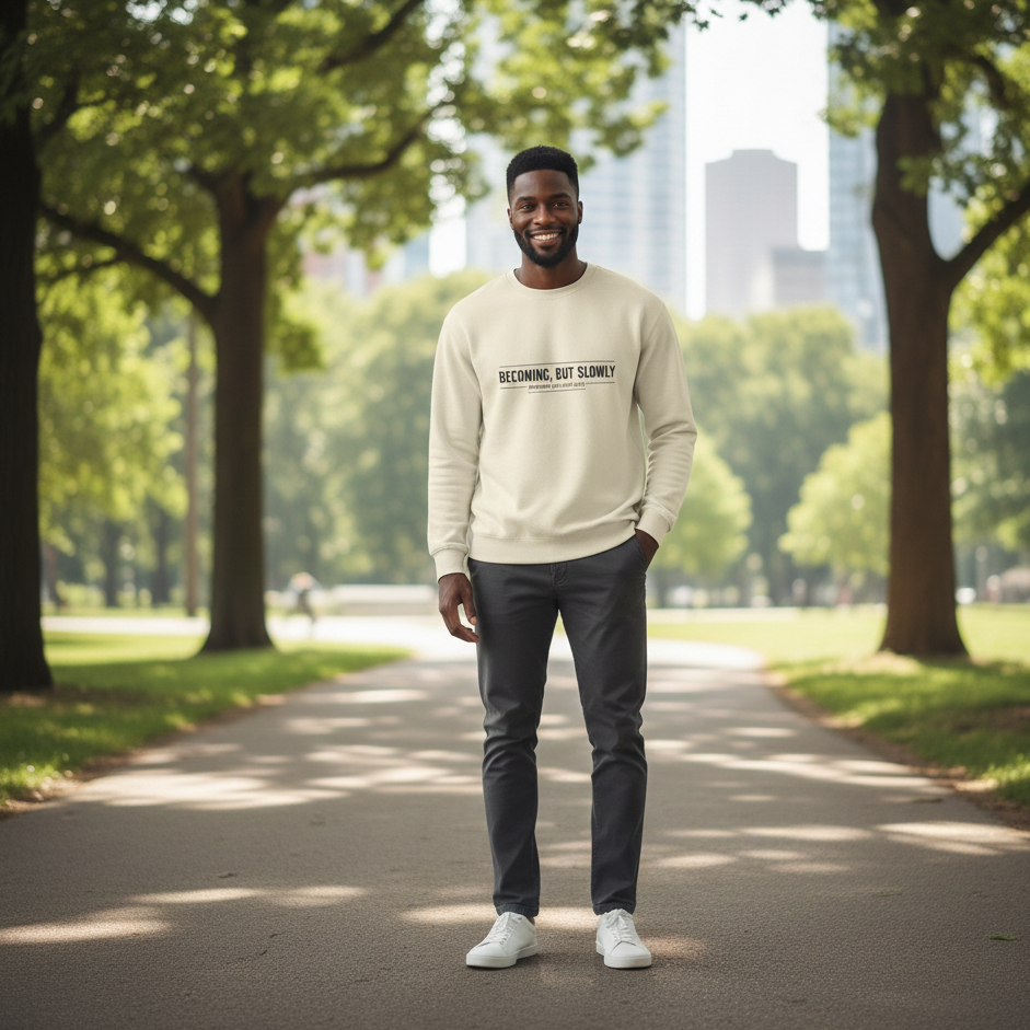 Becoming, But Slowly Crewneck Sweatshirt (Unisex)