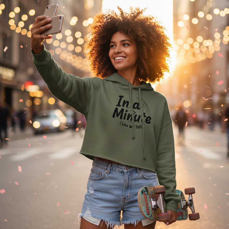 In A Minute Crop Hoodie - Lies We Tell - Women's