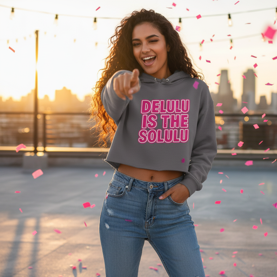 Delulu Is The Solulu Crop Hoodie - Women's